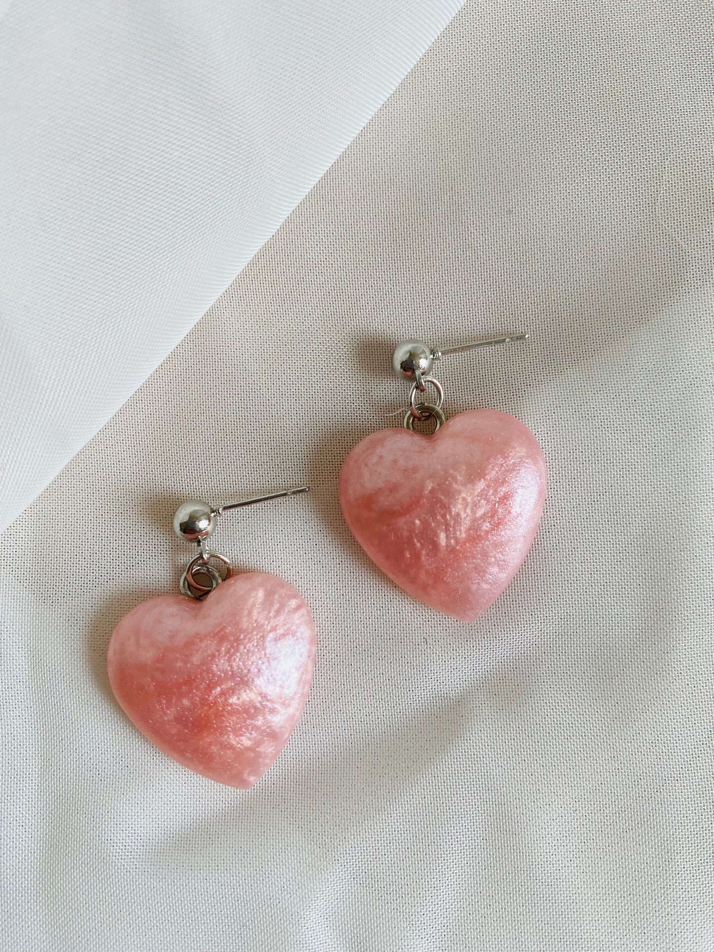 Pink Pearl Hearts (silver)