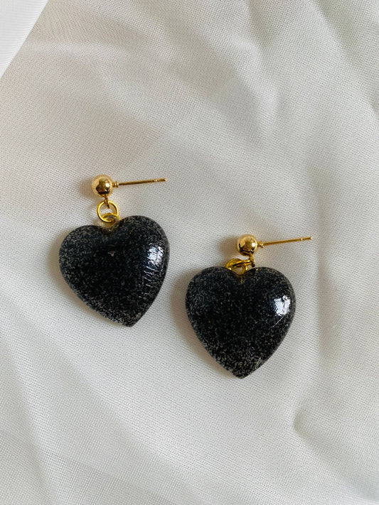 Black Glitter Hearts